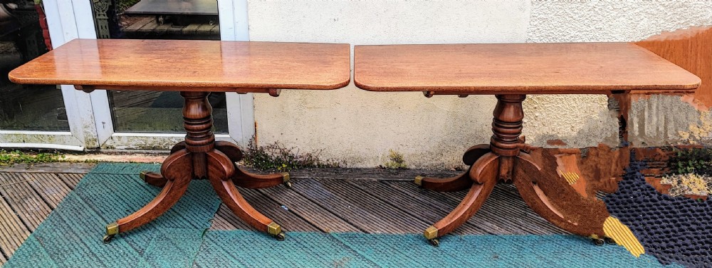 A fine pair of Regency mahogany side tables.