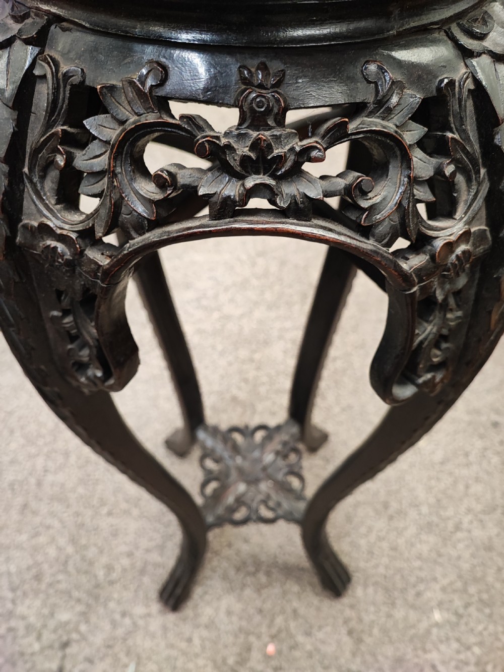 Chinese marble top jardiniere stand. View II