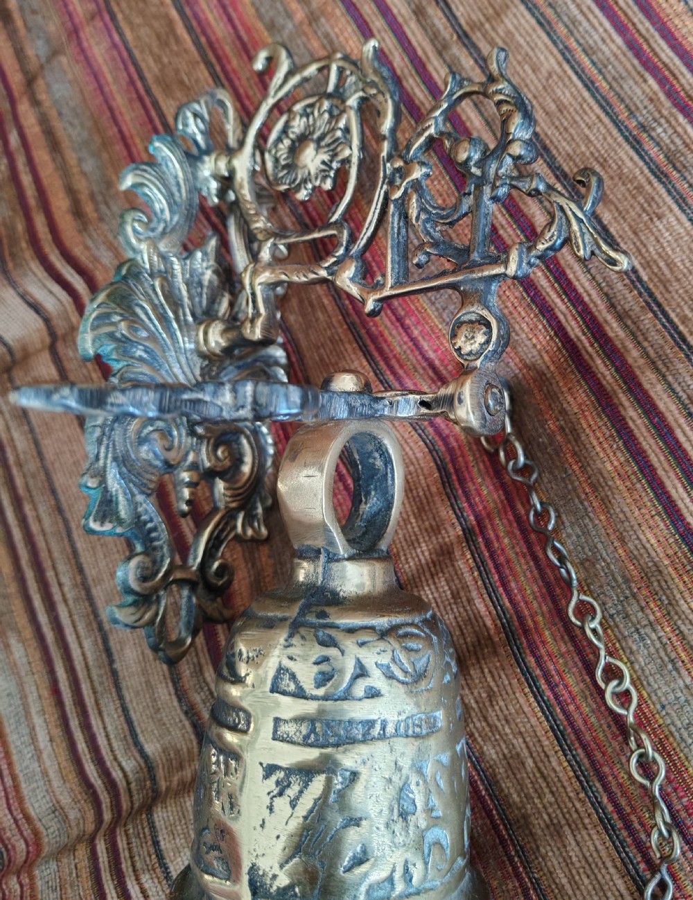 An unusual, Antique cast brass door bell  View IV