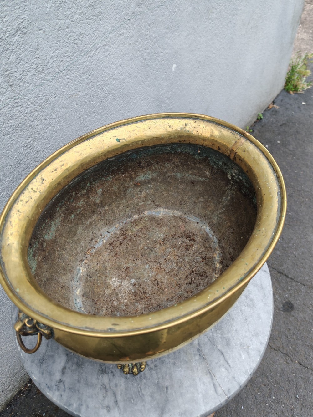 19c oval brass planter. View IV