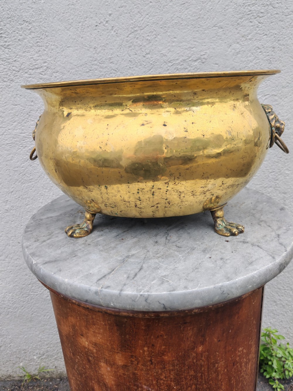 19c oval brass planter. View V