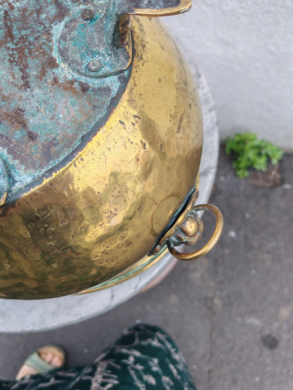 19c oval brass planter. View VI