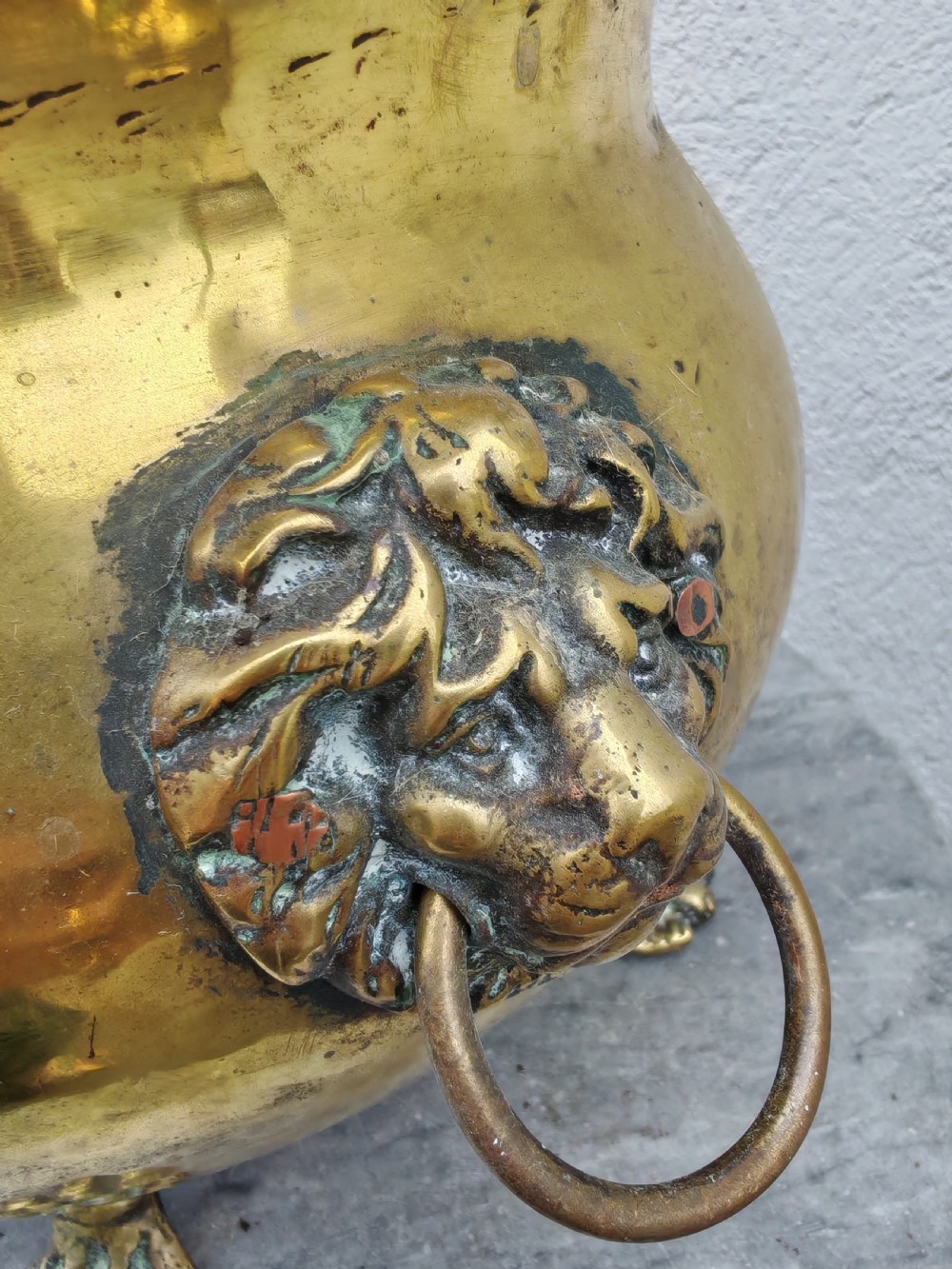 19c oval brass planter. View VIII