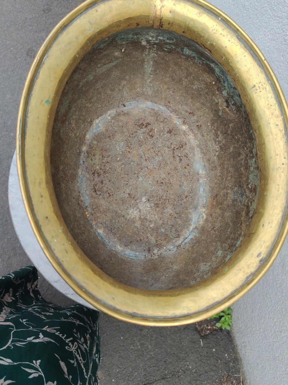 19c oval brass planter. View IX
