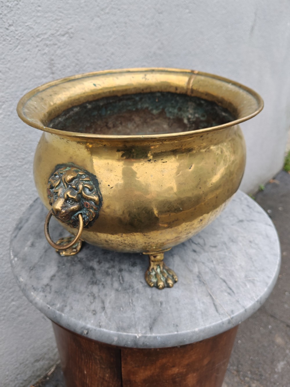 19c oval brass planter. View X