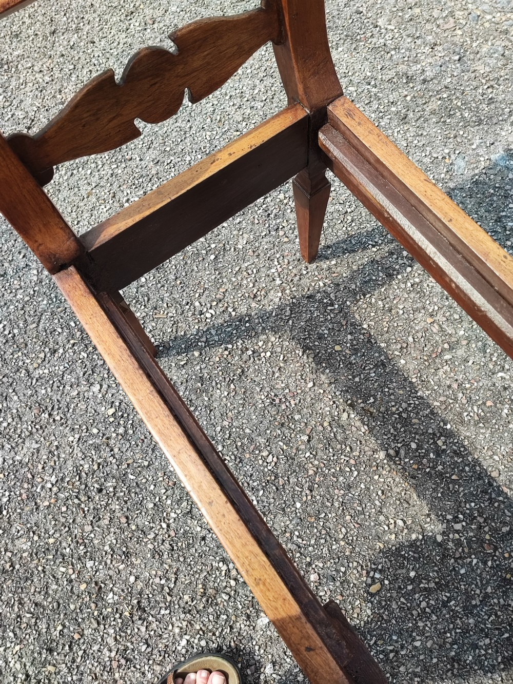 Antique Italian walnut hall or window seat. View III