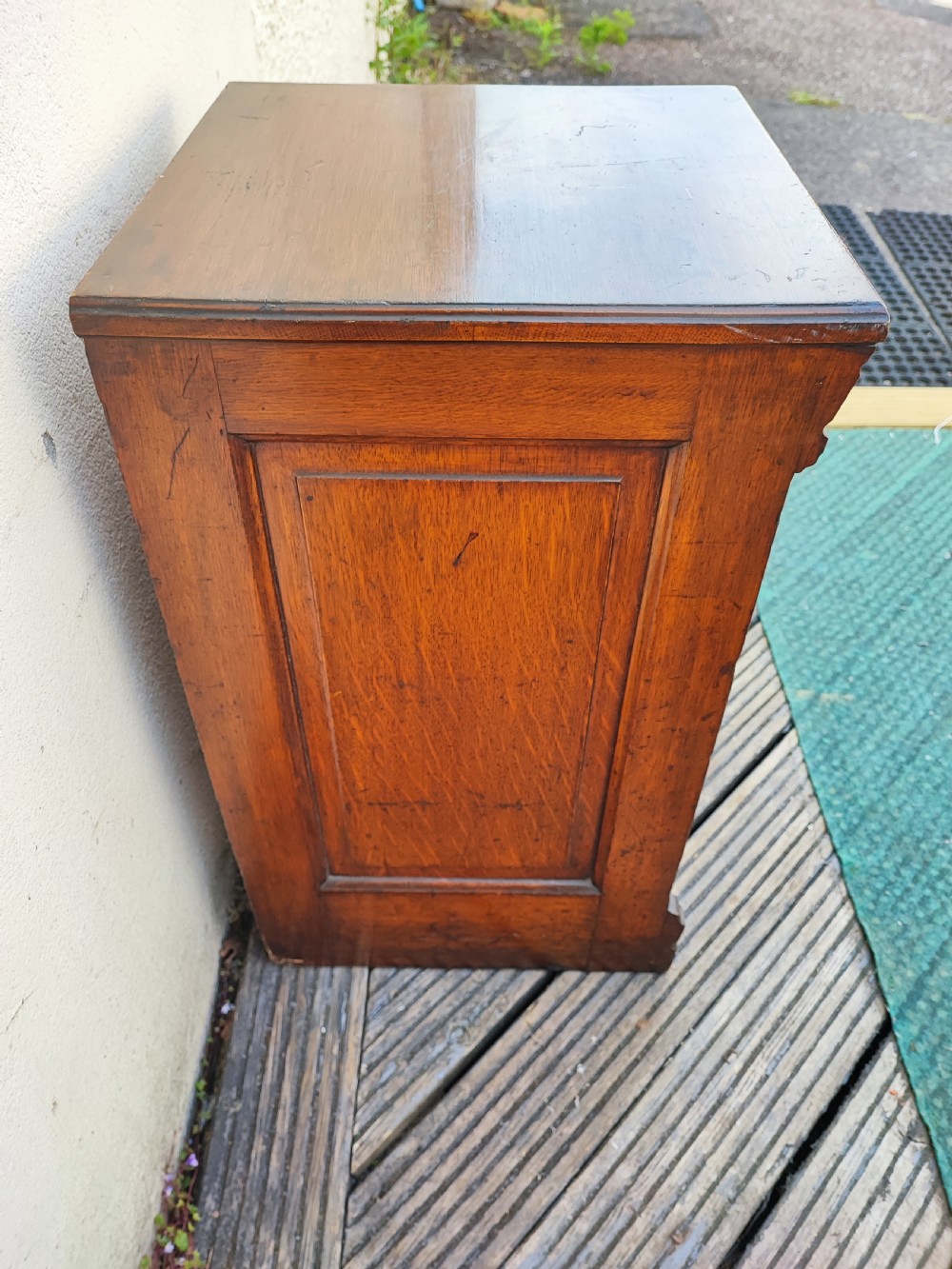 Antique small oak filing chest.  View IV