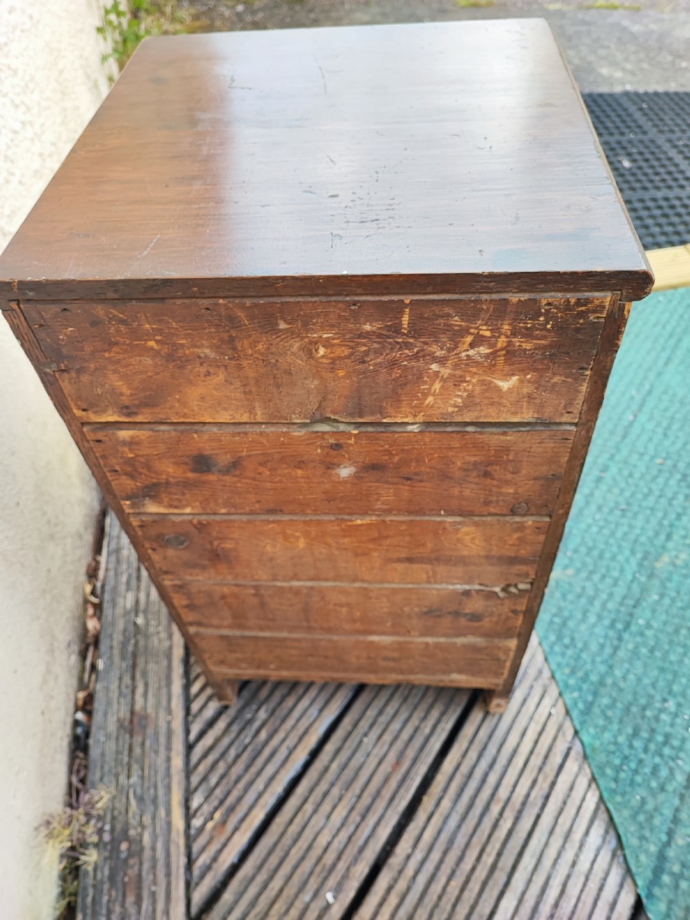 Antique small oak filing chest.  View V