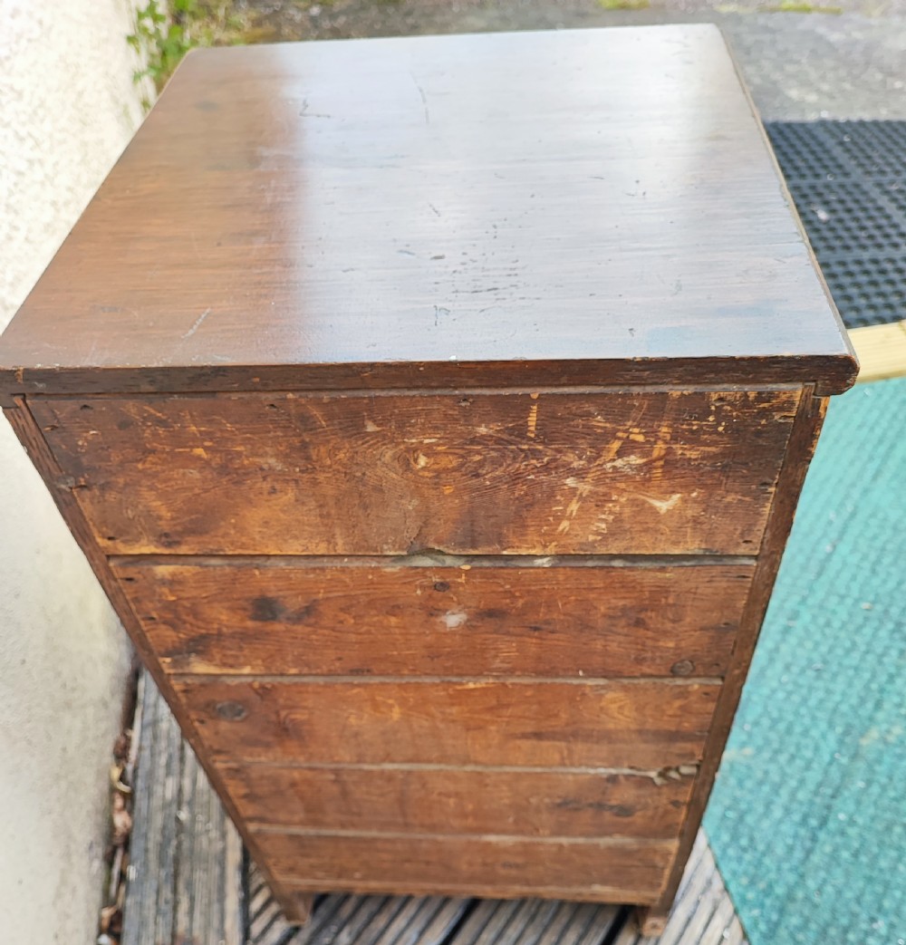 Antique small oak filing chest.  View VI