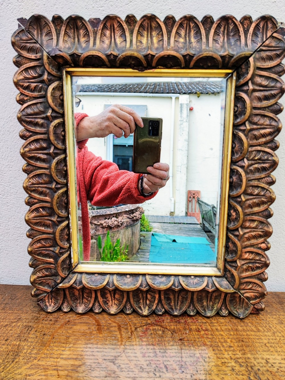 Antique carved and gessoed gilt mirror. View IV