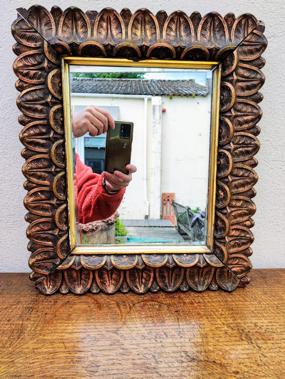 Antique carved and gessoed gilt mirror. View VI