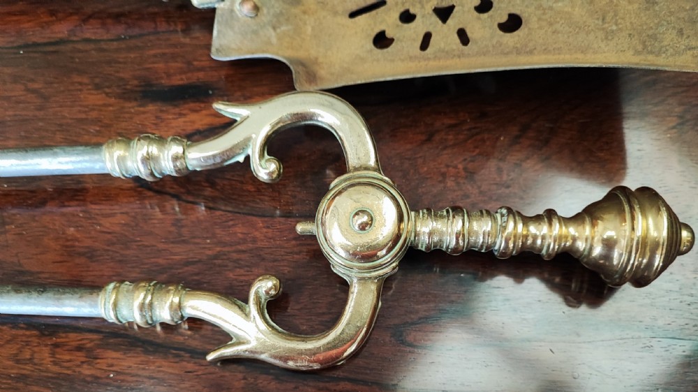 Superb set of 3  brass and iron  fireirons View IV