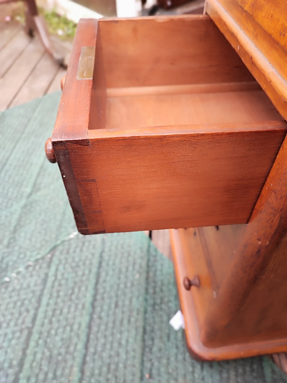 A Victorian oak pedestal desk. View XVI
