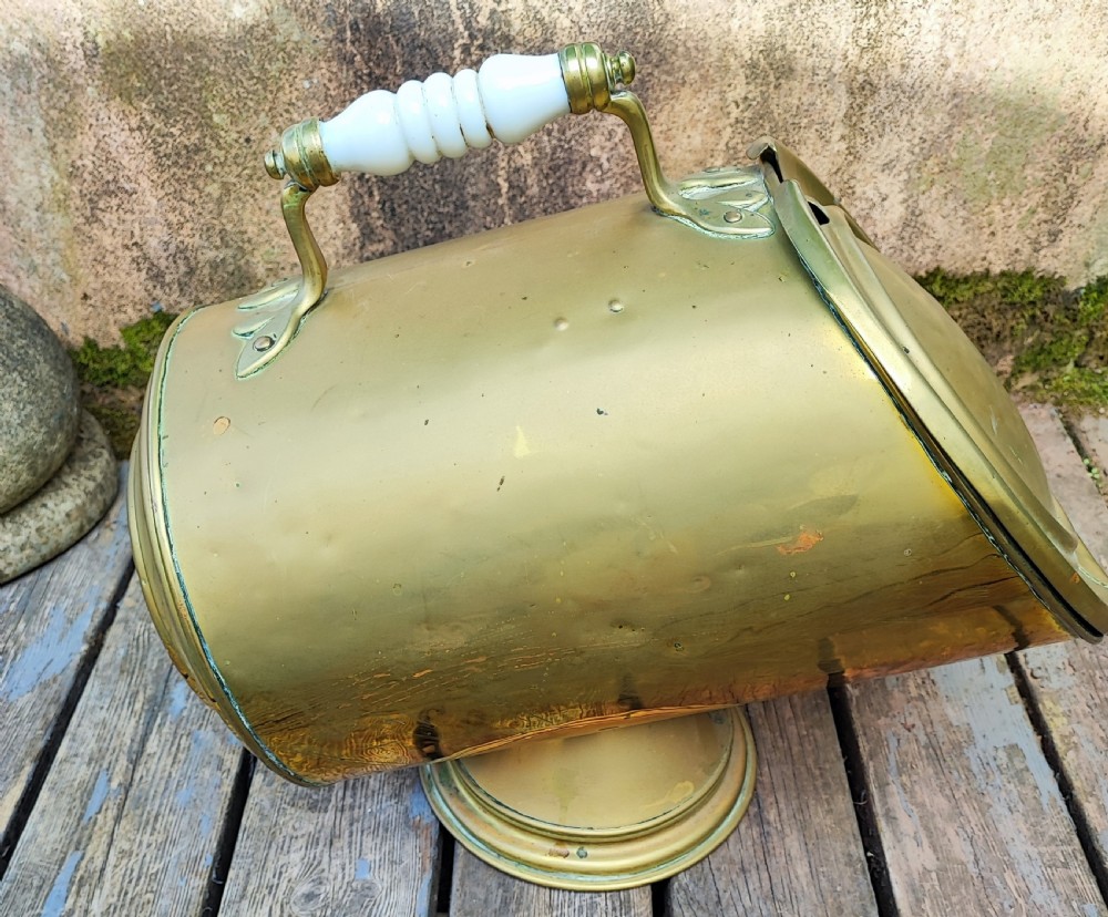rare and unusual Antique brass coal scuttle Dated 1857 THE PERSIAN