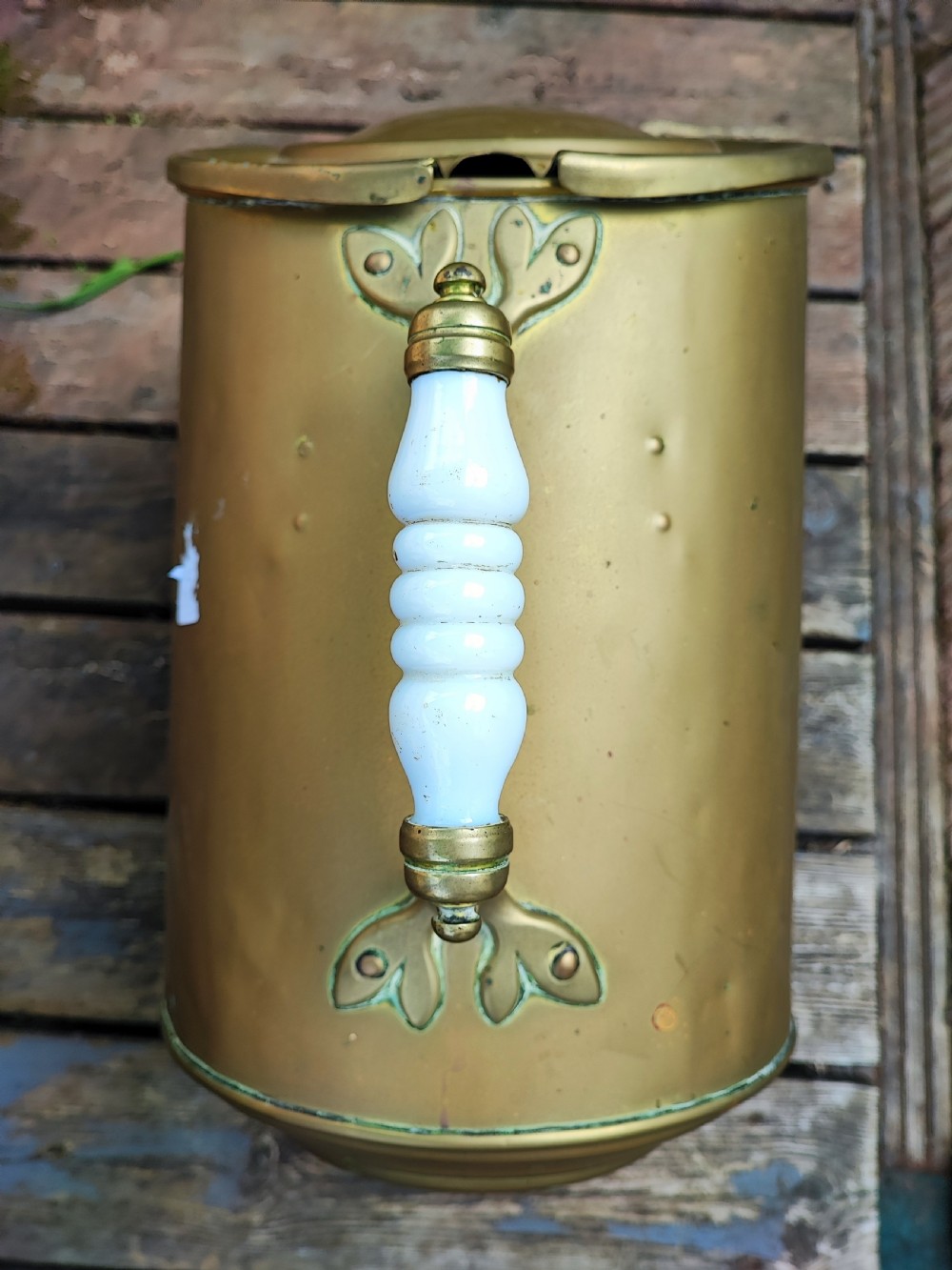 rare and unusual Antique brass coal scuttle Dated 1857 THE PERSIAN View II