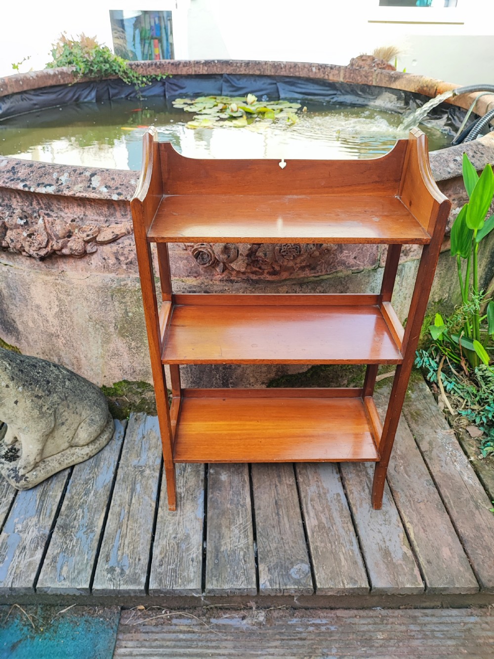 Small mahogany open bookshelves. View III