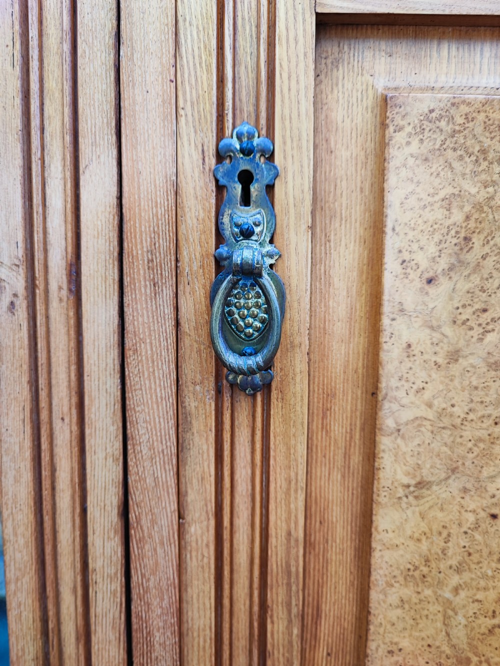 Superb Victorian walnut 3 door combination wardrobe. View III
