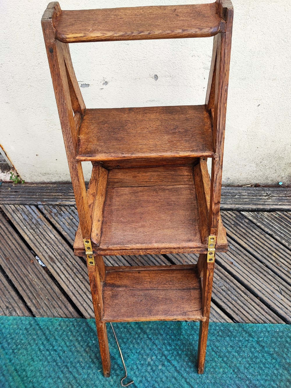 Antique Gothic oak metamorphic library steps  View VII