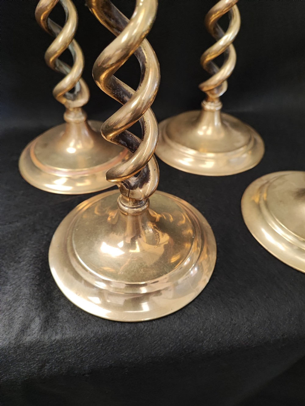 Superb set of 6 matching brass candlesticks. View III