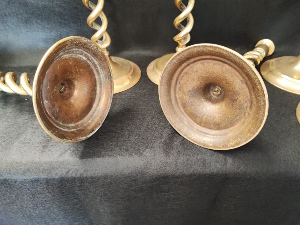 Superb set of 6 matching brass candlesticks. View VI