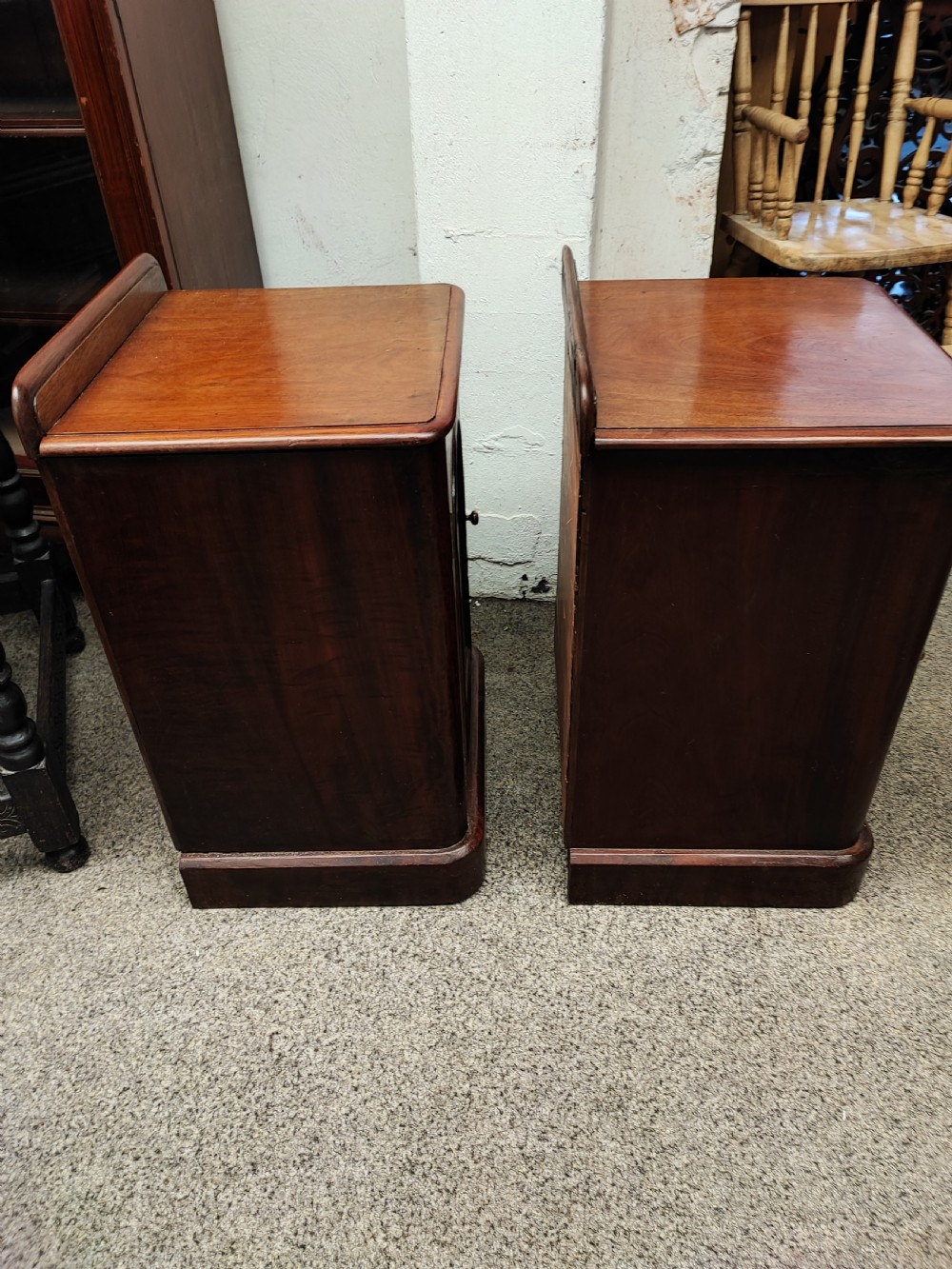 Pair of Victorian mahogany bedside cabinets. View IV