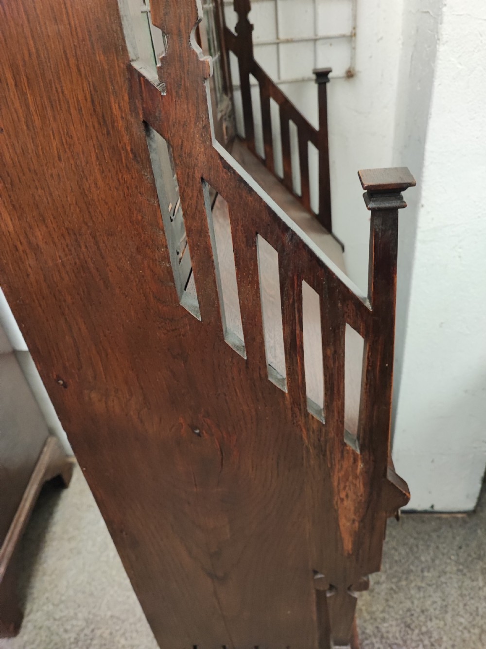 Fine example of an art's and crafts oak bureau bookcase. View III