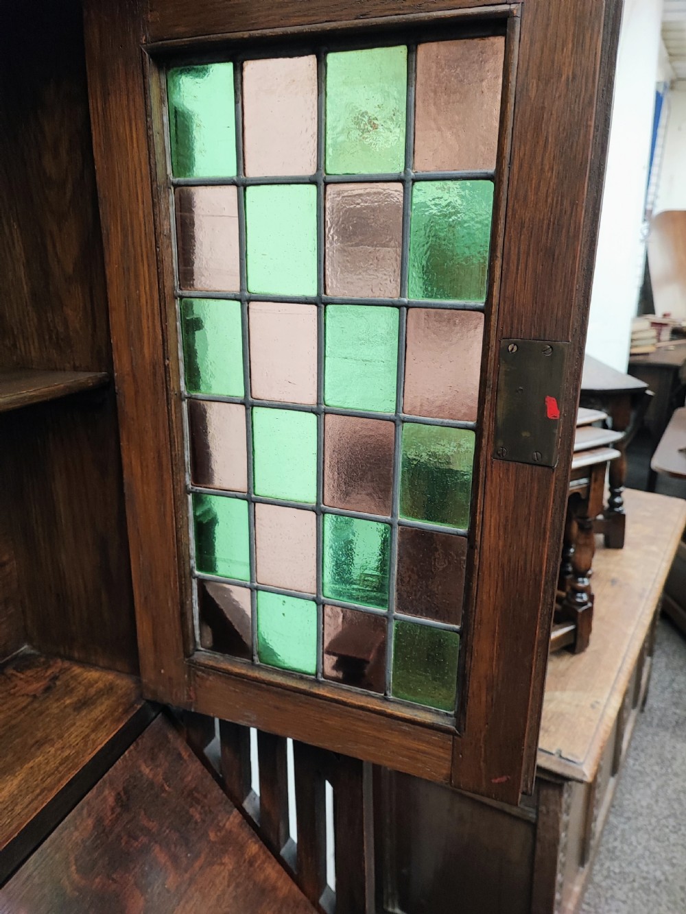 Fine example of an art's and crafts oak bureau bookcase. View X