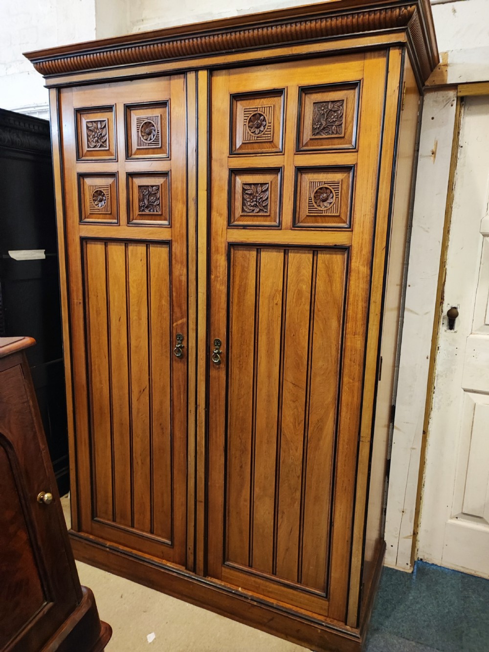 Superb Victorian arts and crafts  2 door wardrobe. Attr to Gillows 