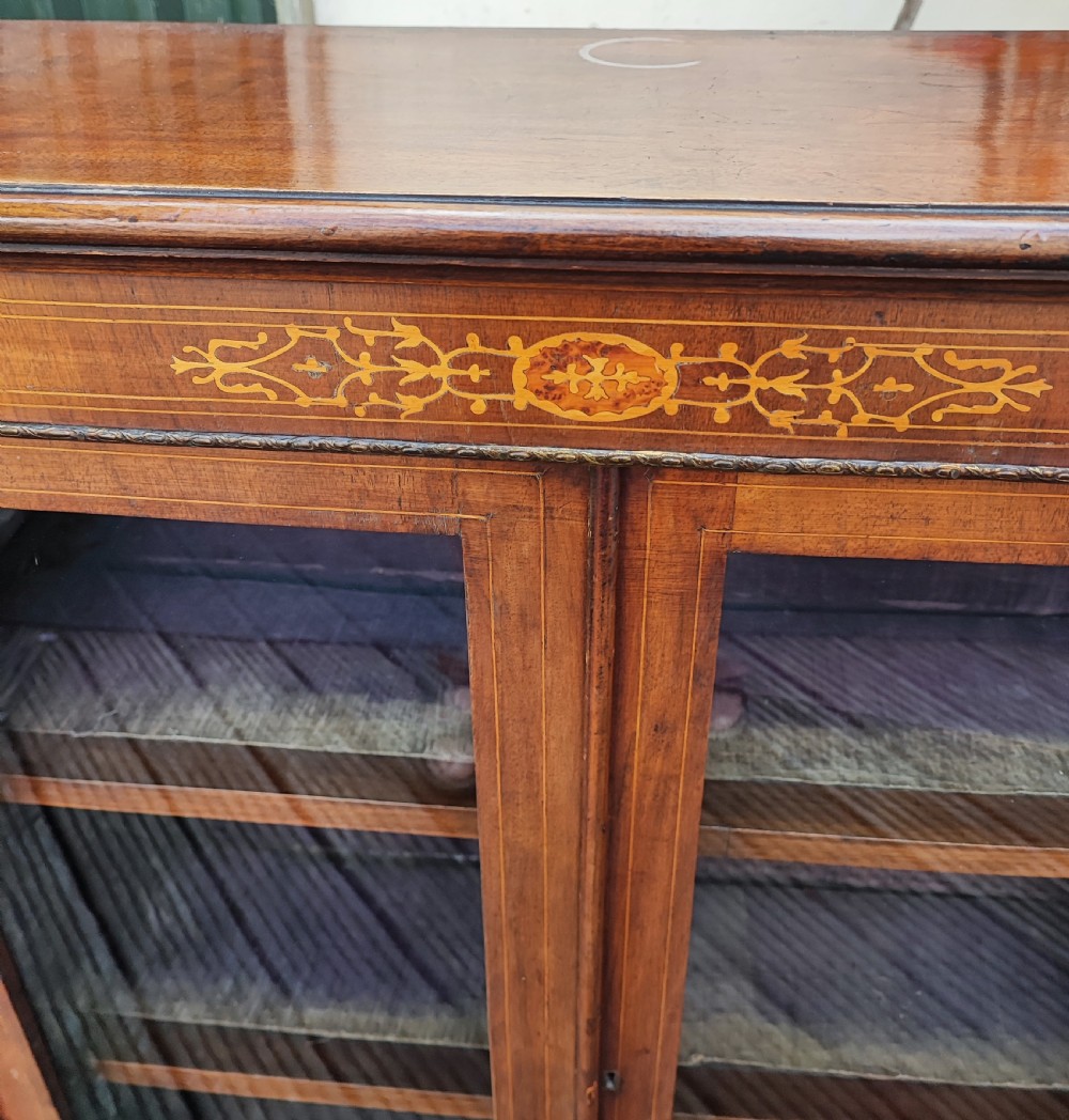 Victorian inlaid and burr walnut 2 door pier display cabinet. View III