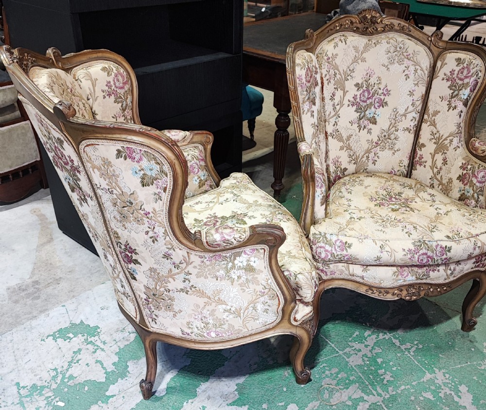 Superb pair of carved giltwood French armchairs.