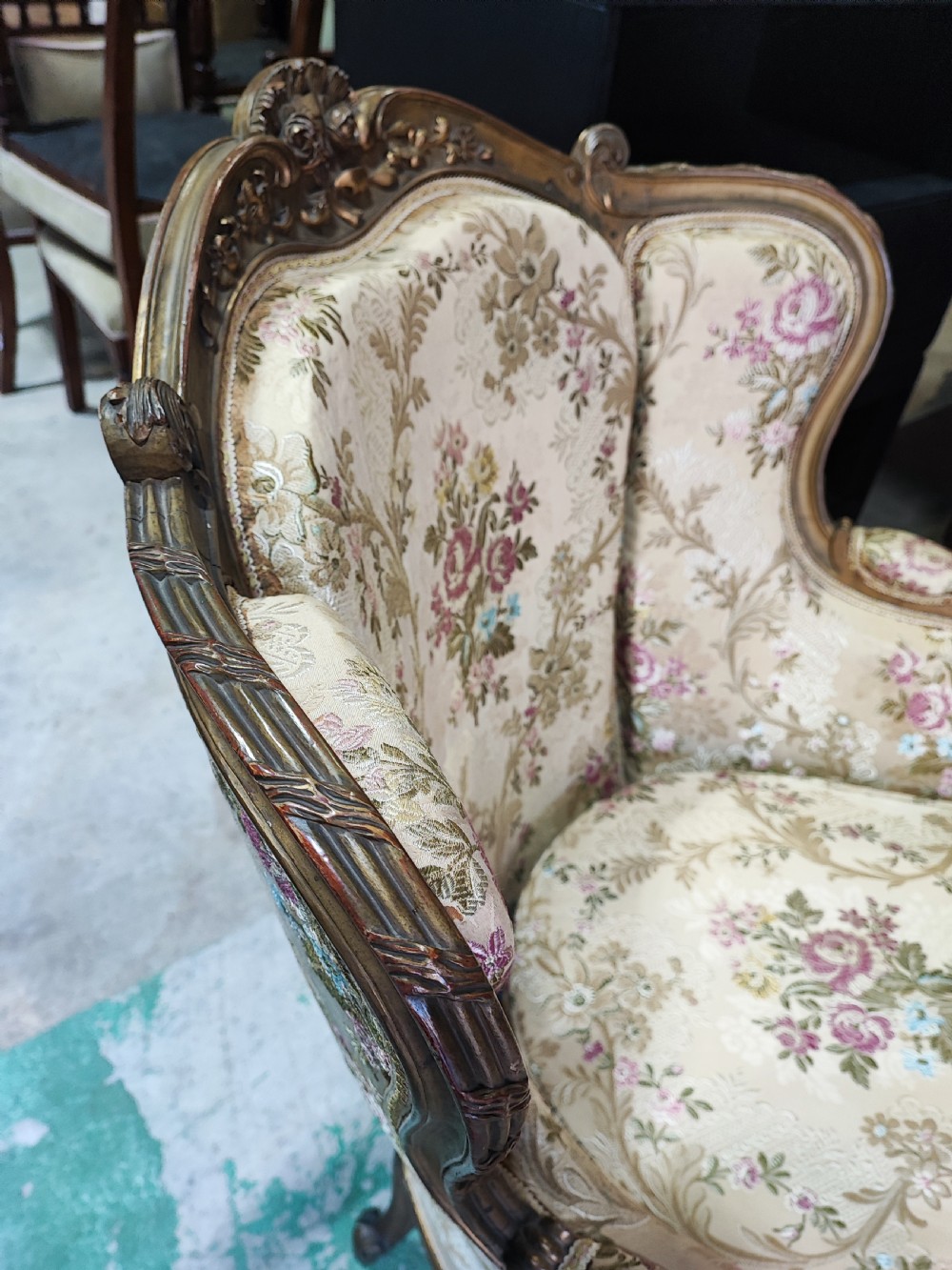 Superb pair of carved giltwood French armchairs. View III