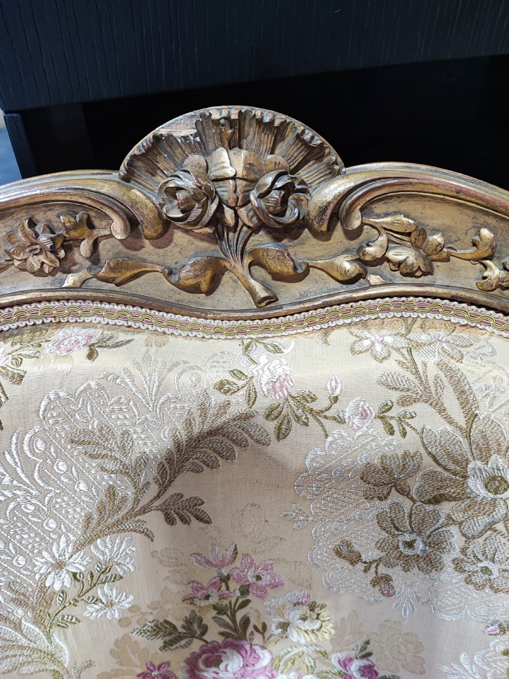 Superb pair of carved giltwood French armchairs. View V