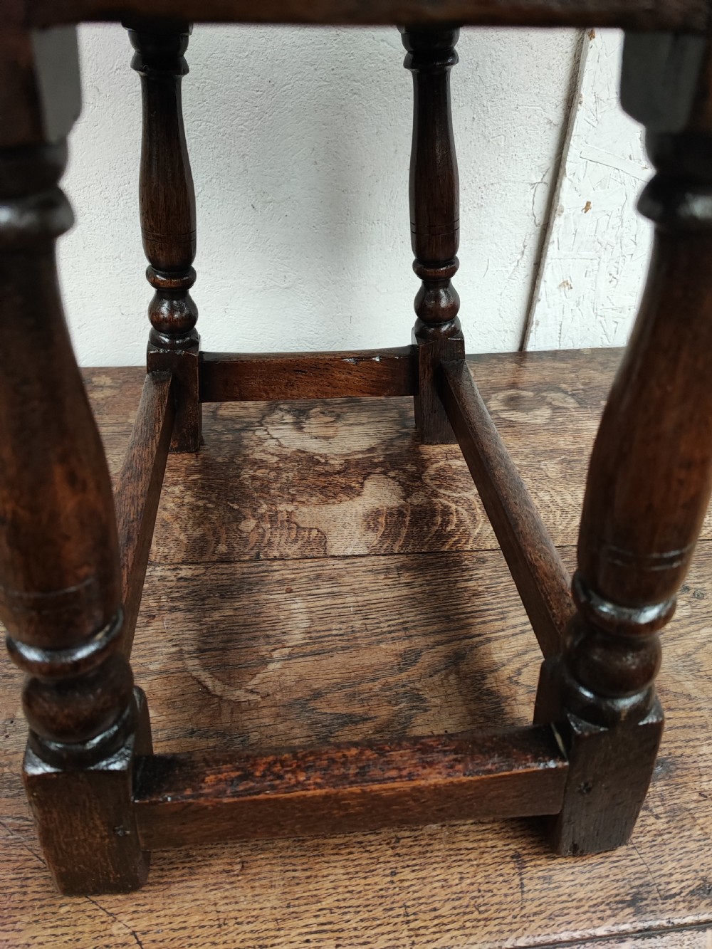Antique oak drop flap coffee table. View III