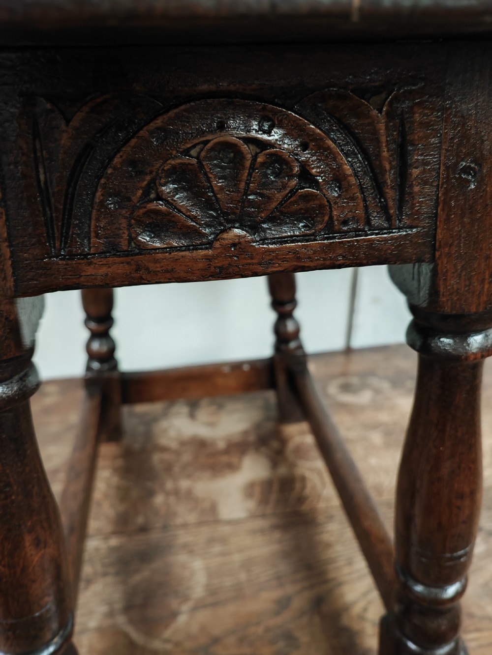 Antique oak drop flap coffee table. View VI
