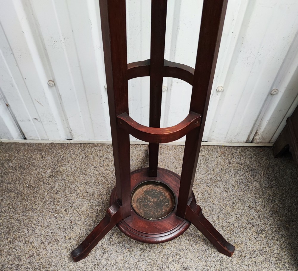 19c art's and crafts coat stand in mahogany. View V