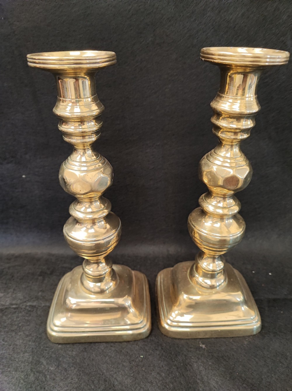 Quality pair of Victorian brass candle sticks 