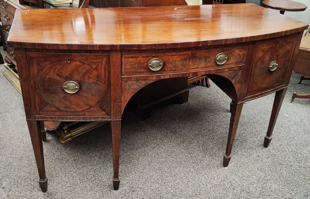Georgian bow front inlaid sideboard