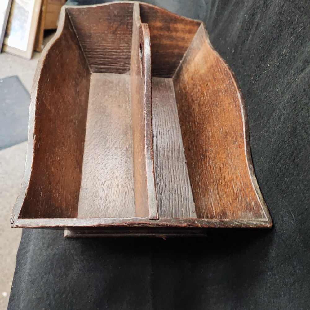 Georgian oak cutlery tray View II