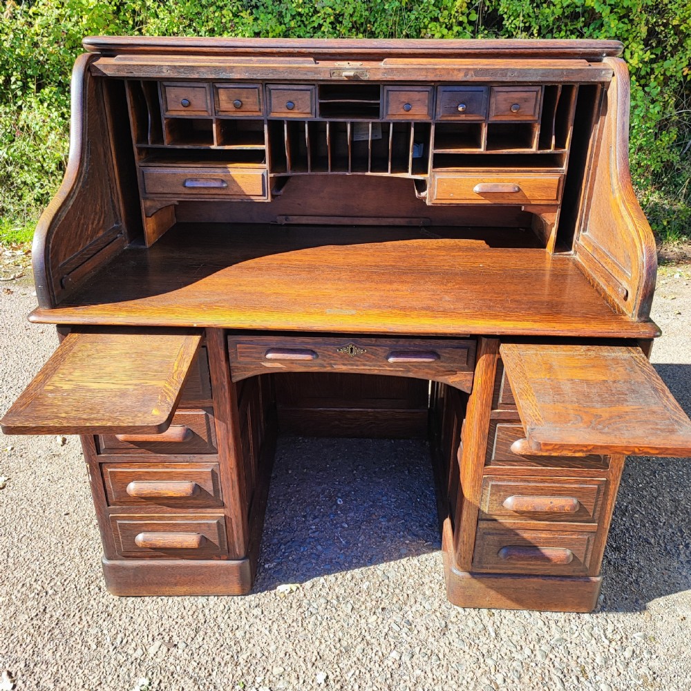 Superb antique oak rolltop desk  View XV
