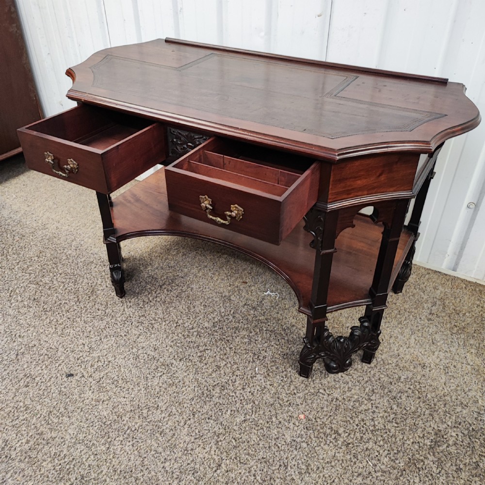 Superb19c carved mahogany writing table