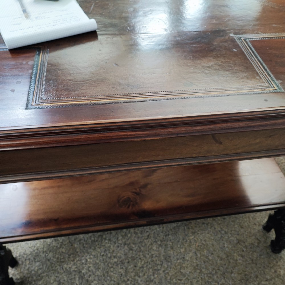 Superb19c carved mahogany writing table View III