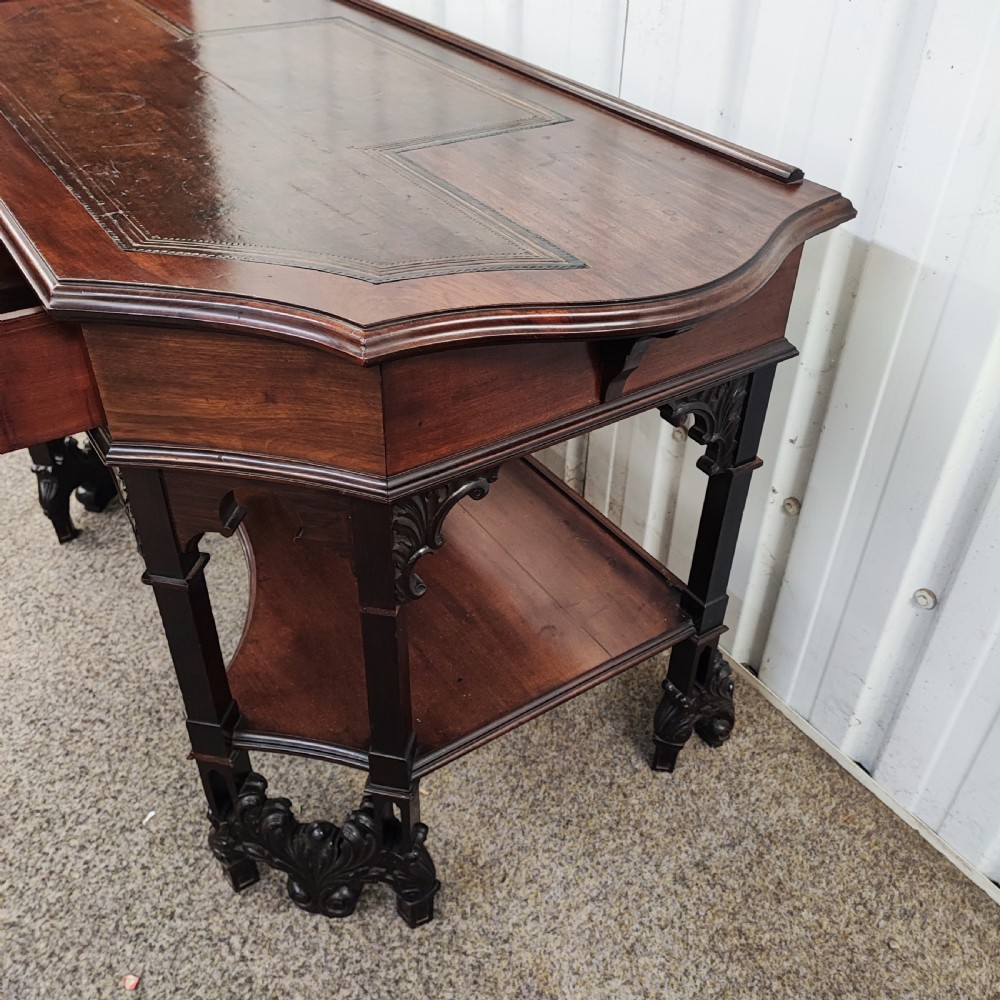 Superb19c carved mahogany writing table View XIII