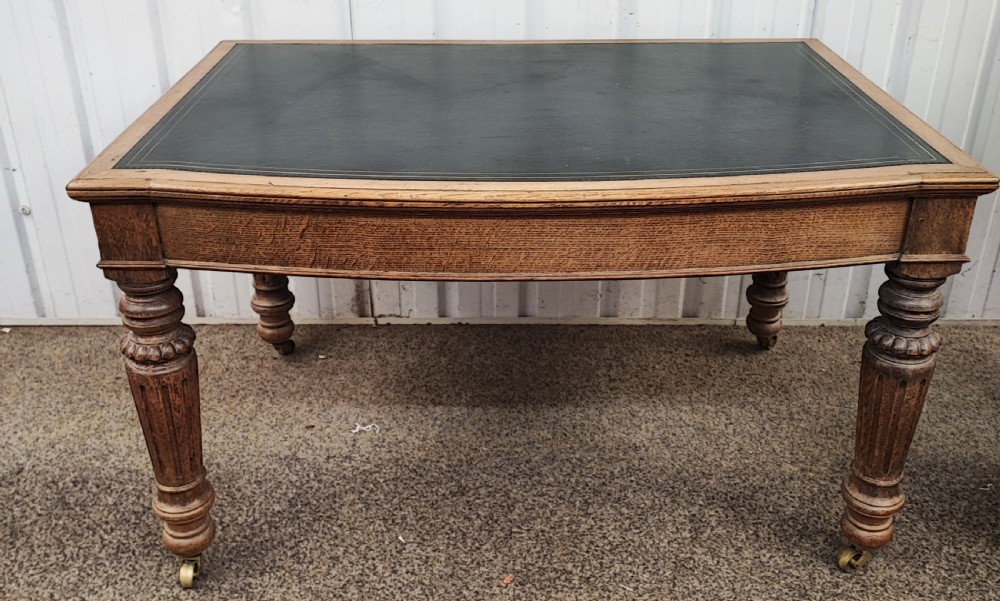 19c bleached oak library table  View III