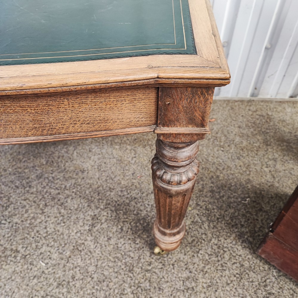 19c bleached oak library table  View VII