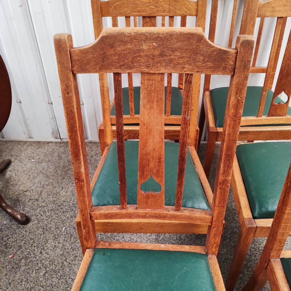 Set of 6 golden oak arts and crafts dining chairs View VI