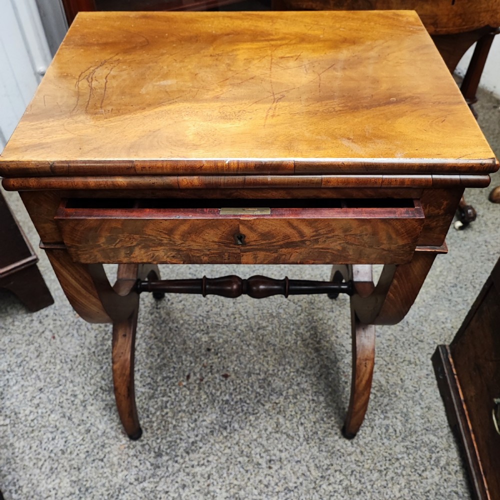 Antique small french charlesx mahogany lamp card table 
