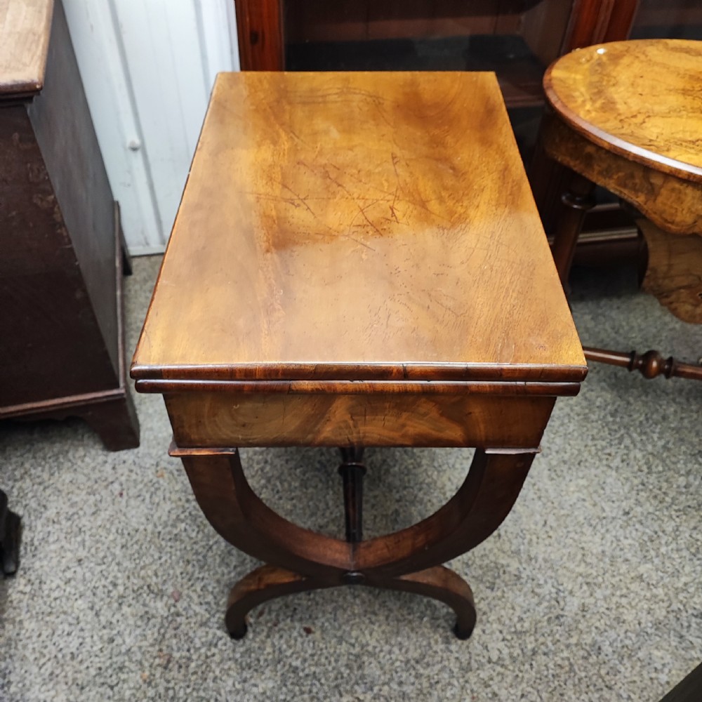 Antique small french charlesx mahogany lamp card table  View II