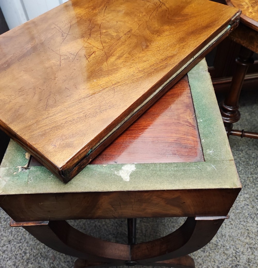 Antique small french charlesx mahogany lamp card table  View VI