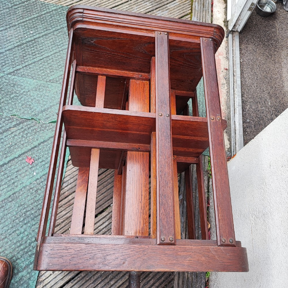 Fine Edwardian oak revolving bookcase View VIII