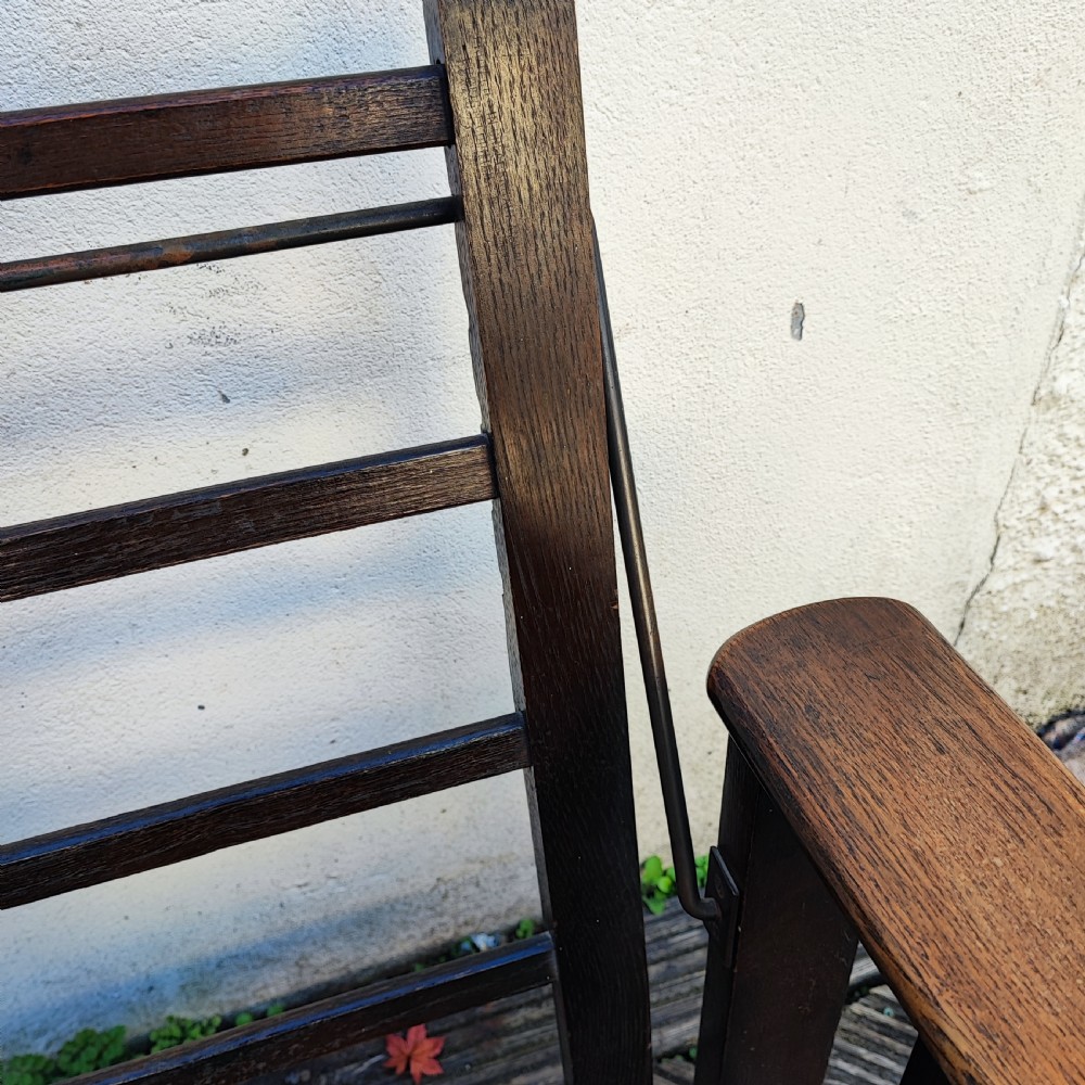 Fine reclining arts and crafts oak  arm chair View II